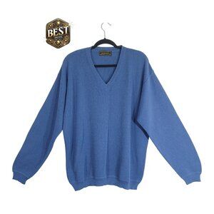 Peru Unlimited Alpaca Wool Sweater Men XL Blue V-Neck Pullover